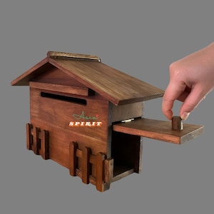 Vintage Handmade Thai Barn House Teak Wood Post Mailbox wooden mailbox post, wood mailbox, wood mailbox ideas, wood mailbox post