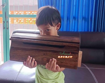 Buzón de madera de teca tallada a mano: buzón rústico de pared