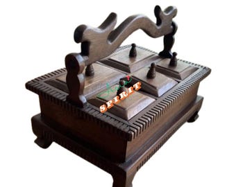 Scatola portagioie in legno di teak realizzata a mano