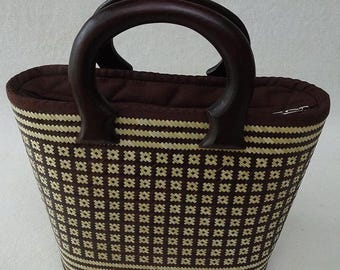 Handmade Woven Bamboo Handbag: Floral Pattern Eco-Friendly Tote