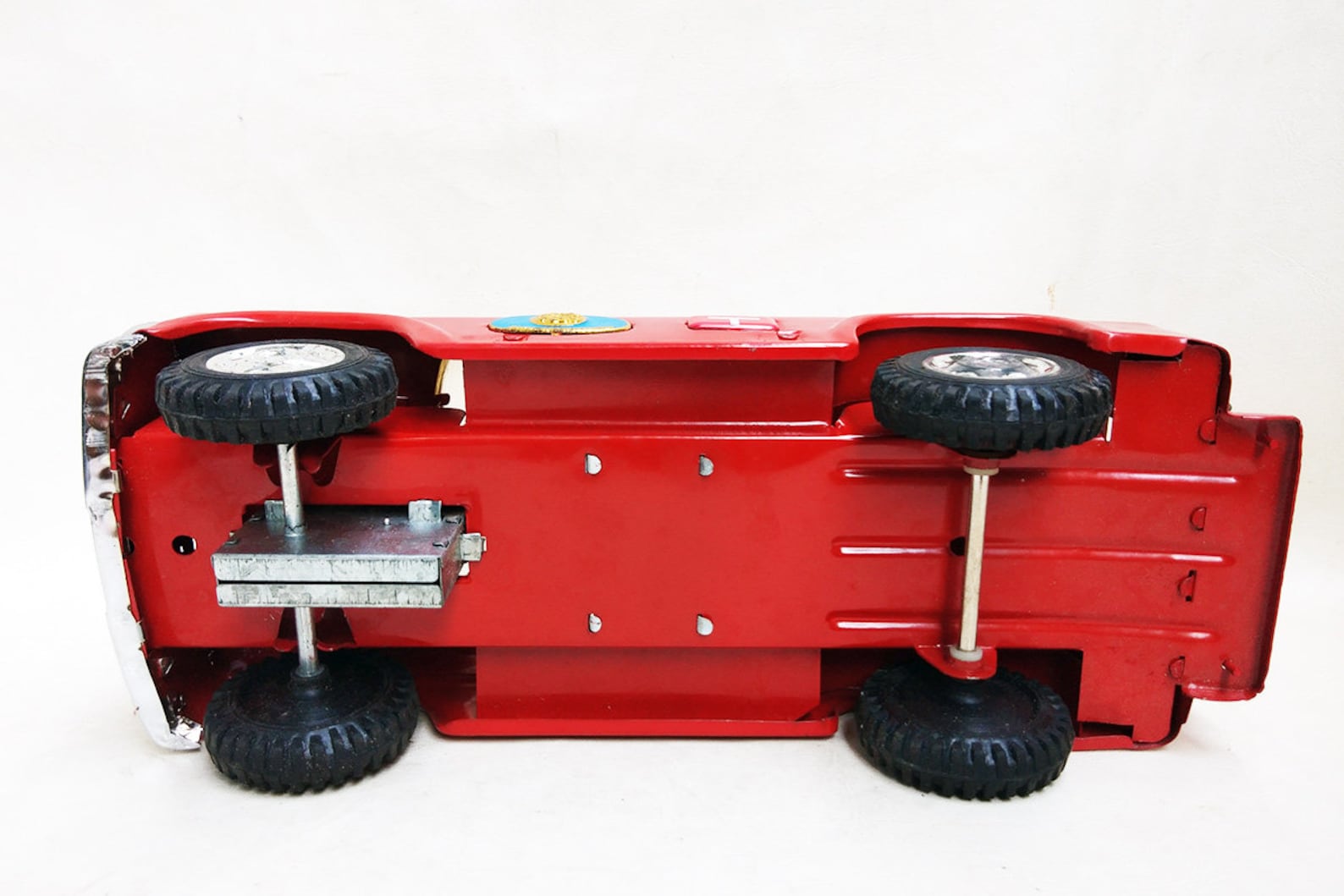 Vintage Tin Toy Mail Truck Marusan Bulldog Ford Japan Friction Powered