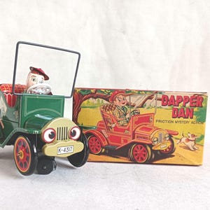 NOS Dapper Dan Tin Litho Friction Car: K.O Japan, Classic Toy