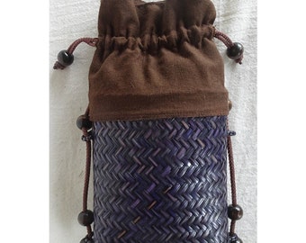 Woven Smoked Bamboo Mini Shoulder Bag: Eco-Friendly Handcrafted Purse