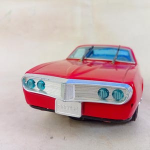 1960's Vintage Tin Car Pontiac Firebird Battery Operated Bandai Japan