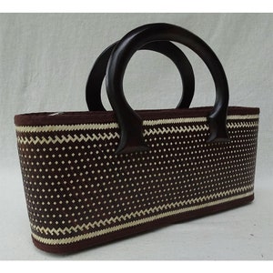 Handwoven Smoked Bamboo Bag - Handmade Craftsmanship, Bamboo woven bag, Eco-friendly bamboo purse, Handwoven bamboo tote,