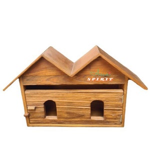 Handmade Thai Barn House Teak Wood Post Mailbox wooden mailbox post,wood mailbox