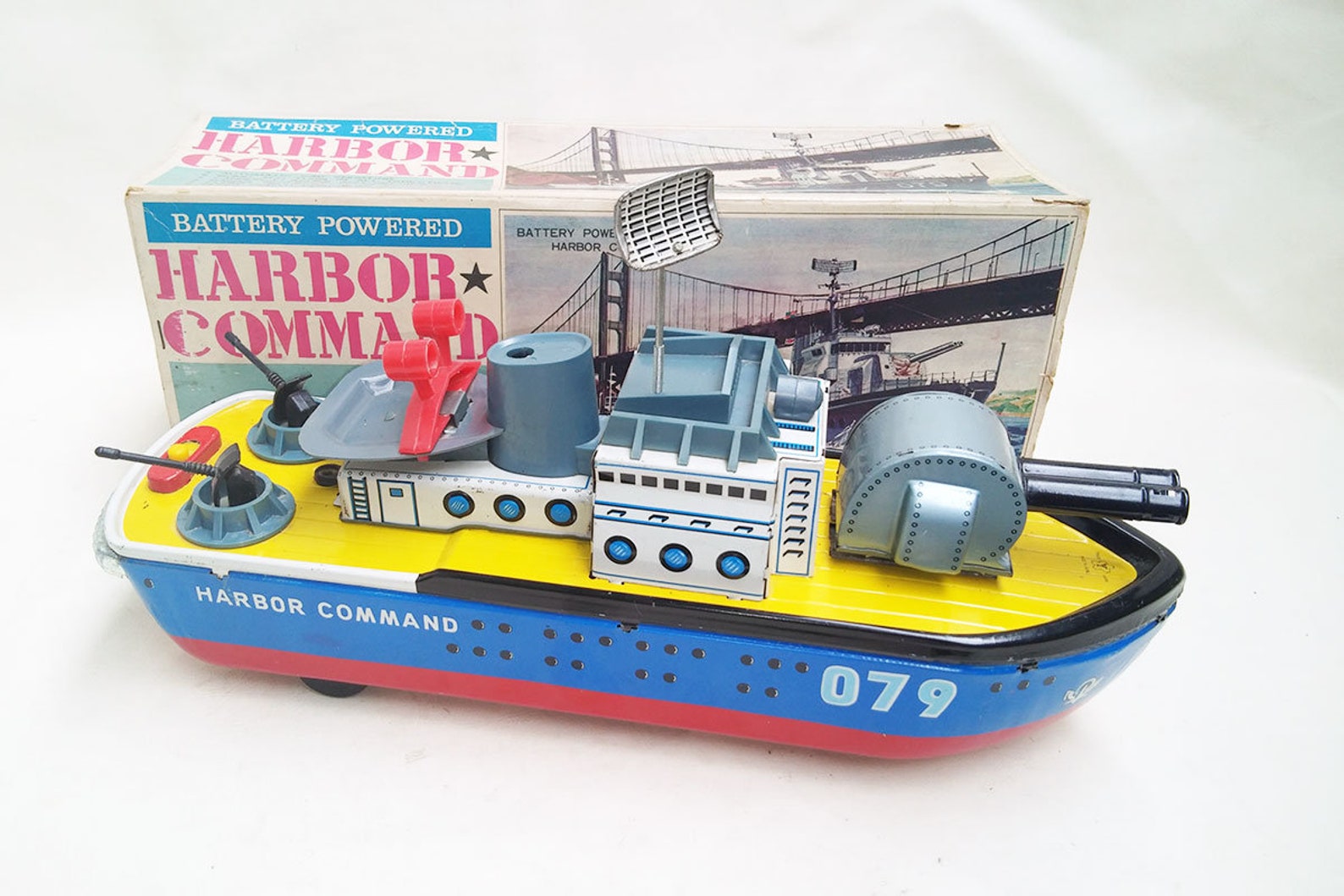 Rare Vintage tin toy Harbor Command Battery Operated Etsy