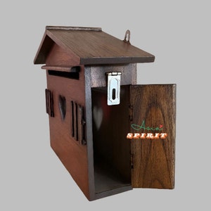 Vintage Handmade Thai Barn House Post mailbox teak wood wooden mailbox post, wood mailbox, wood mailbox ideas, wood mailbox post,