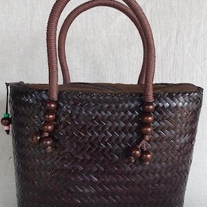 Handmade Bamboo Bag Women&#39;s Handbag woven bag, Bamboo woven handbag, Eco-friendly purse, Handcrafted bamboo bag,Natural bamboo tote