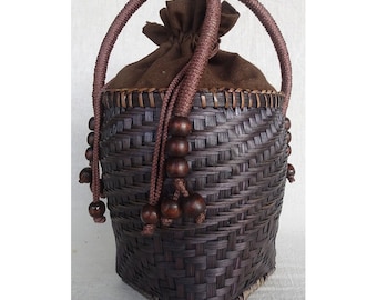 Bolso tejido de bambú ahumado: pequeño bolso artesanal, moda sostenible