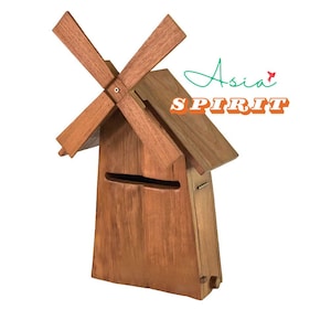 Handcrafted Teak Wood Windmill Mailbox - Durable Wooden Mailbox for Outdoor Use,wood mailbox