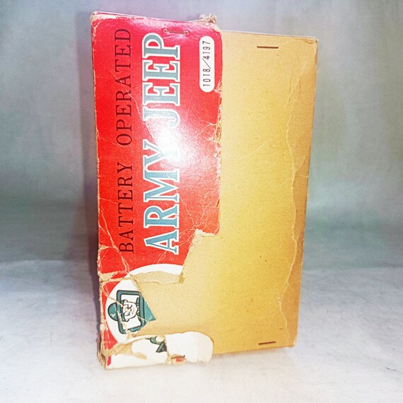 Vintage Masudaya Japan Army Jeep Tin Toy - Working Condition