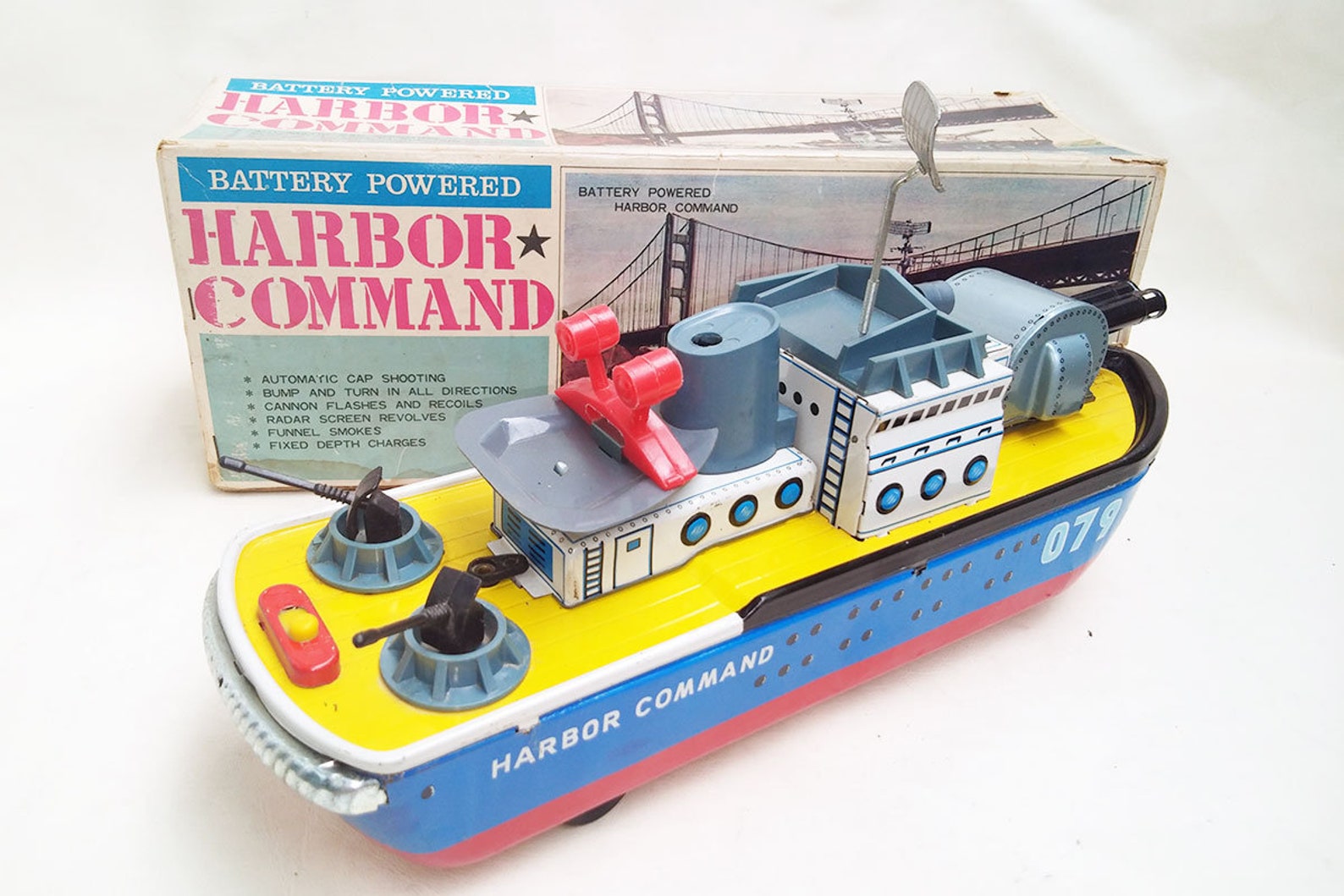 Rare Vintage tin toy Harbor Command Battery Operated Etsy