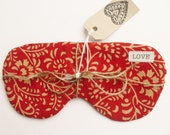 LOVE Sleep Mask, handmade rust orange travel sleep mask, pampering gift for him & her, globetrotter gift, travel gift, travel accessory