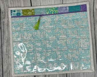 Cross Stitch Project Bag: Purple Teal Cotton Needlework Organizer