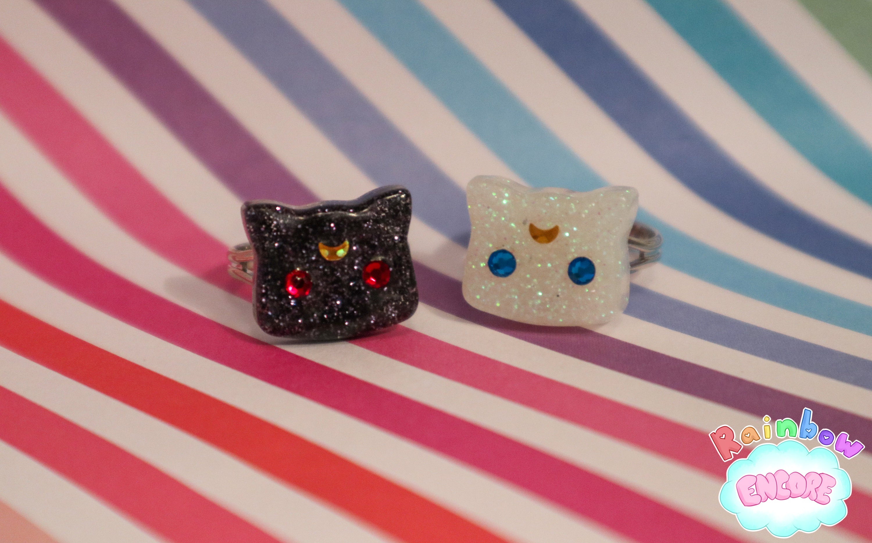 Luna & Artemis Rings - Sailor Moon Kawaii Fandom Jewelry