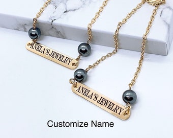 Customize Name Plate Necklace and Bracelet Personalized: Hamilton Gold