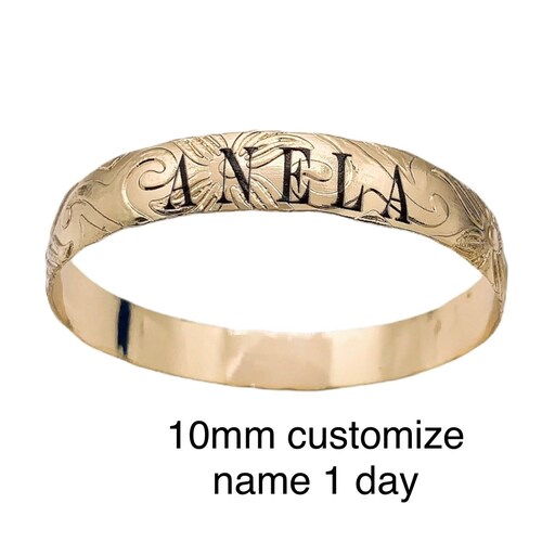 12mm KUUIPO Floral Hamilton Gold Bangle / Hawaiian Jewelry Etsy