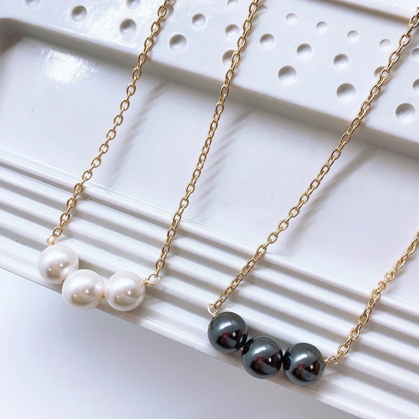 10MM Triple Shell Pearl: Hamilton Gold Necklace with Shell Pearls