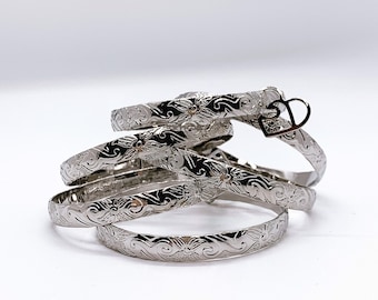 7MM Wide Hawaiian Hamilton Silver Bangle with Heart Wave Charm