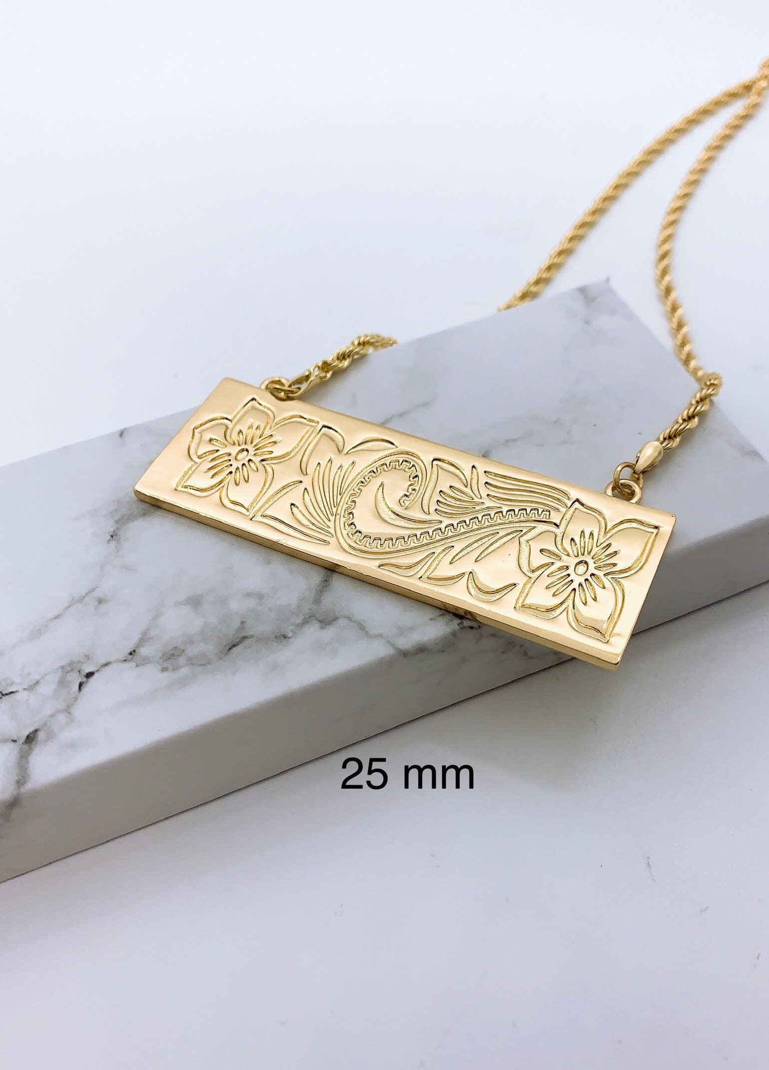 Califlower Rope Chain Hawaiian Flower 25mm Necklace 18in Rope Chain With 3in Extension Chain ...