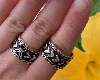 12MM Black Enamel polynesian Ring