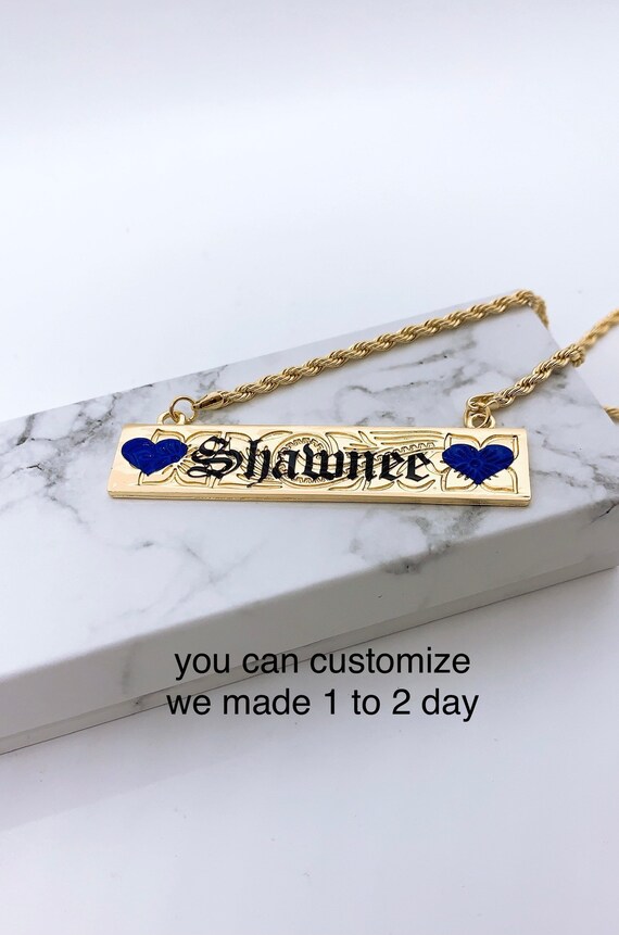 15mm Hawaiian Jewelry Flower Background Personalized Customize Name Plate Necklace With Rope Chain With 3in Extension Hamilton Gold Etsy Canada