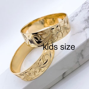 15MM Hawaiian Hamilton Gold Bangle (15mm) Kid Size