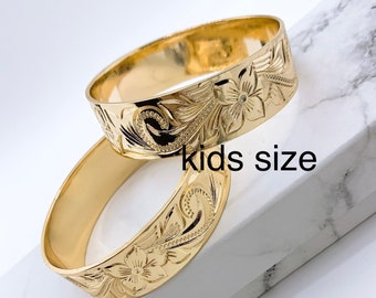 15MM Hawaiian Hamilton Gold Bangle (15mm) Kid Size