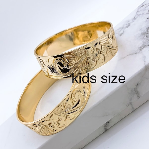 15MM Hawaiian Hamilton Gold Bangle (15mm) Kid Size