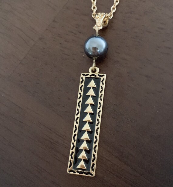 Black Enameled Mauna Kea Design Hamilton Gold Necklace With