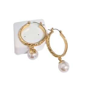 Hoop White Shell Pearls Earrings: Hamilton Gold Earring with Shell Pearls