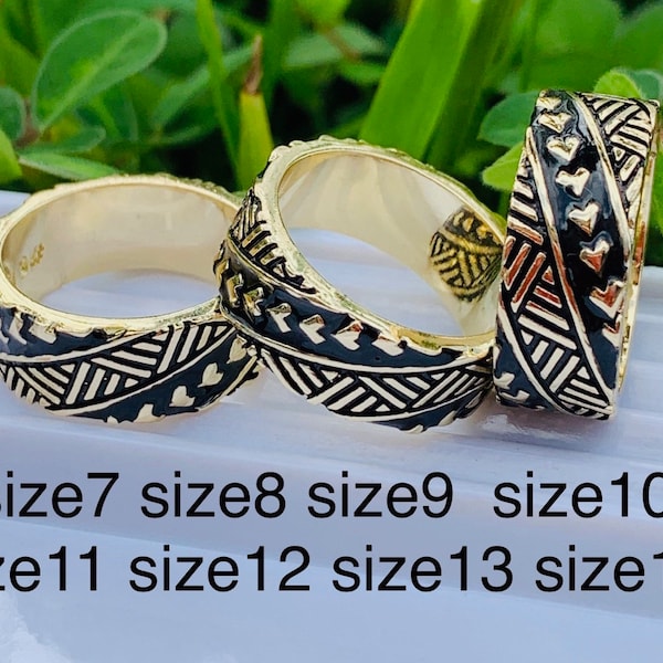 12mm Polynesian tribal Hawaiian Hamilton Gold Ring