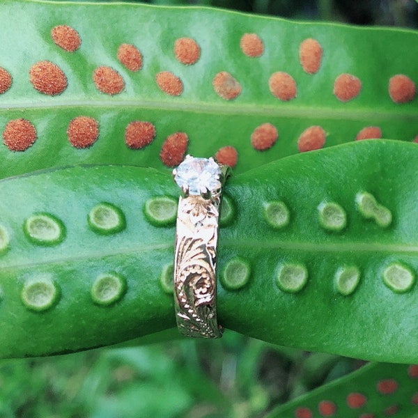 Bague Hamilton hawaïenne en or avec zircons cubiques