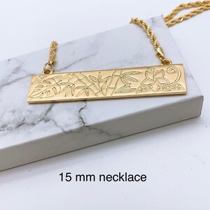 Hawaiian Flower 15mm  Necklace with 18 in rope chain with 3in extension Chain : Hamilton Gold