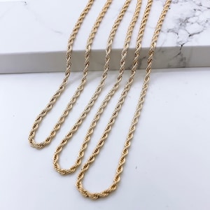 Hamilton Gold Necklace Rope Chain 20 in with 2 in Extension