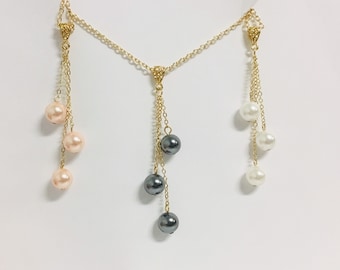 Triple Drop: Hamilton Gold Necklace with Shell Pearls