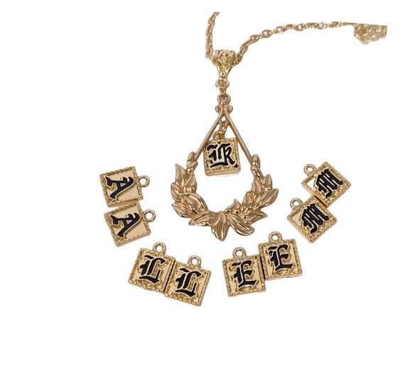 Old English Letter Charms Maile Lei Teardrop Necklace Etsy Australia