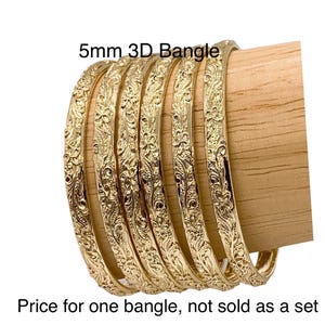 5MM Hawaiian Hamilton Gold Plumeia Flower 3D Bangle