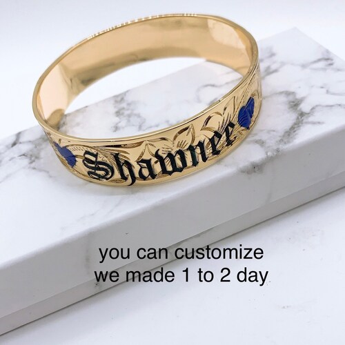 12mm KUUIPO Floral Hamilton Gold Bangle / Hawaiian Jewelry Etsy