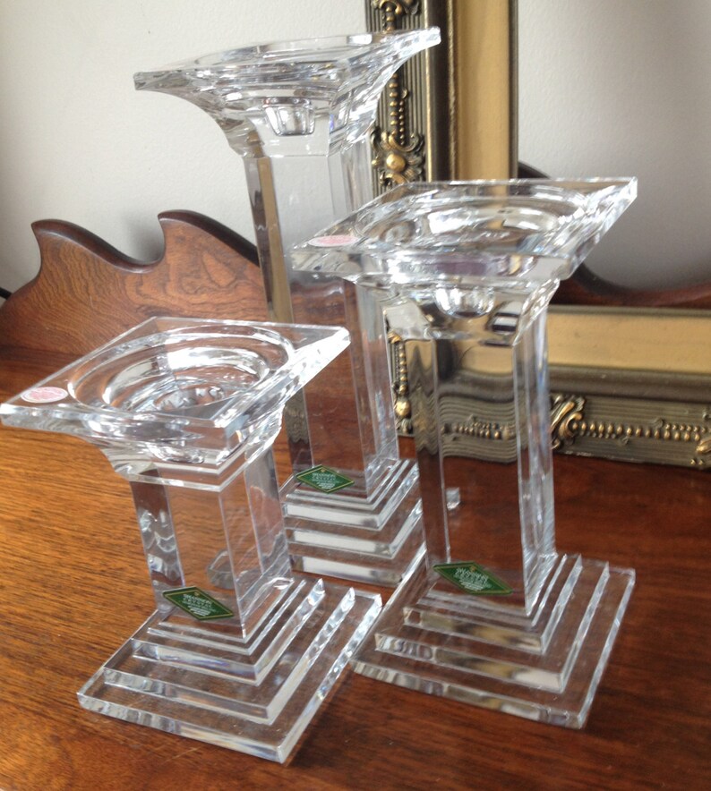 Vintage Shannon of Ireland Lead Crystal Pillar Candle Holders Etsy