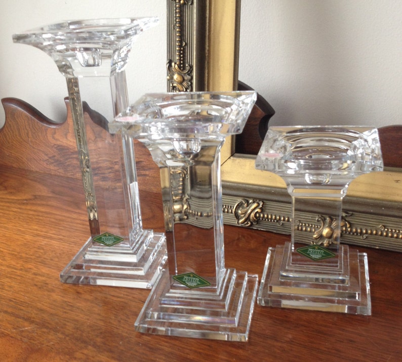 Vintage Shannon of Ireland Lead Crystal Pillar Candle Holders Etsy