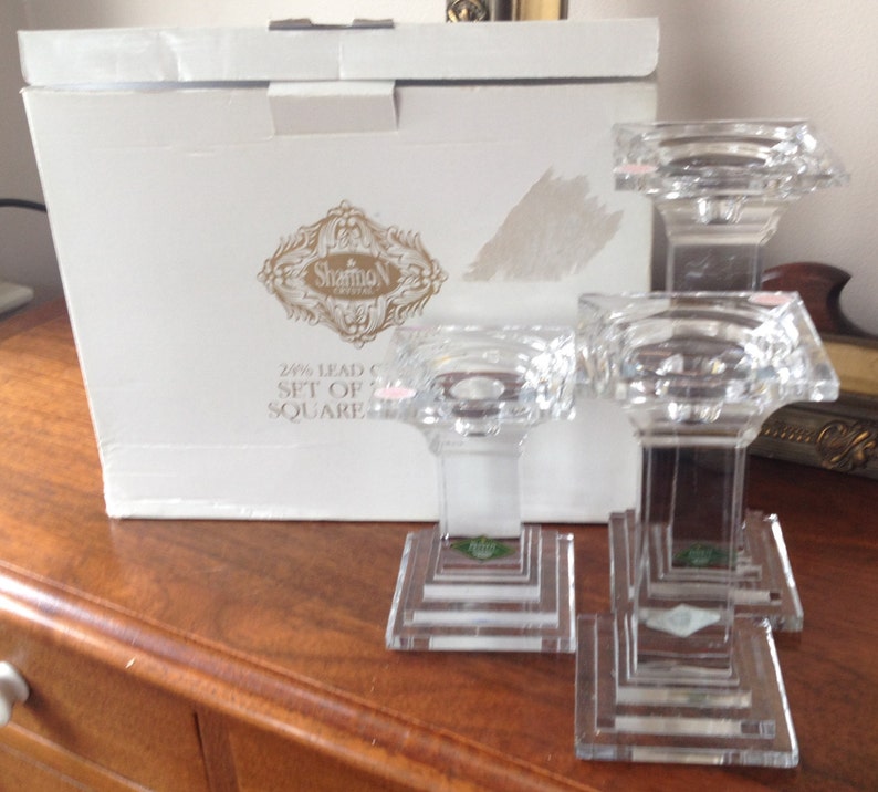 Vintage Shannon of Ireland Lead Crystal Pillar Candle Holders Etsy