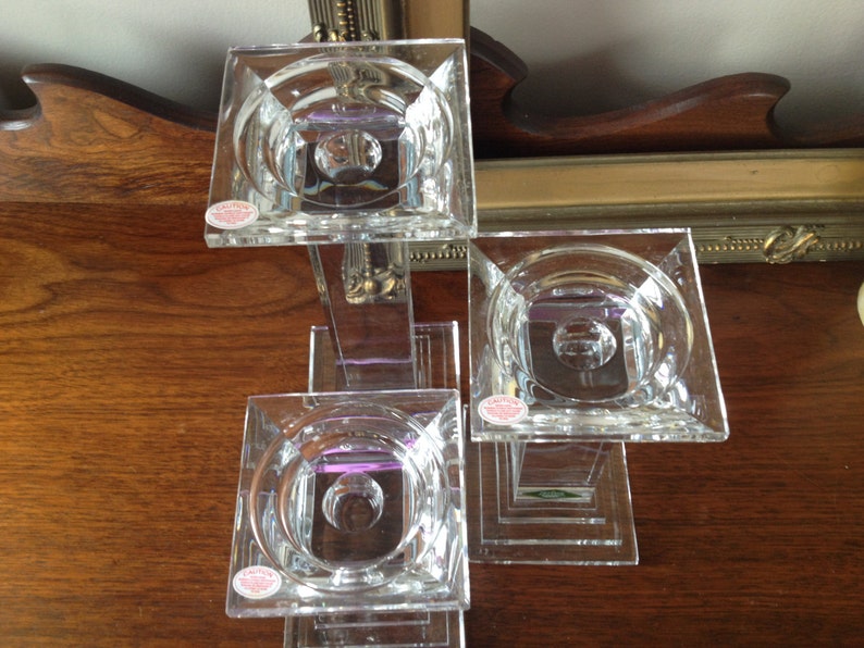 Vintage Shannon of Ireland Lead Crystal Pillar Candle Holders Etsy