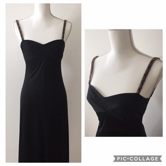 Vintage 1990’s Bernshaw Black Slip Dress - Maxi