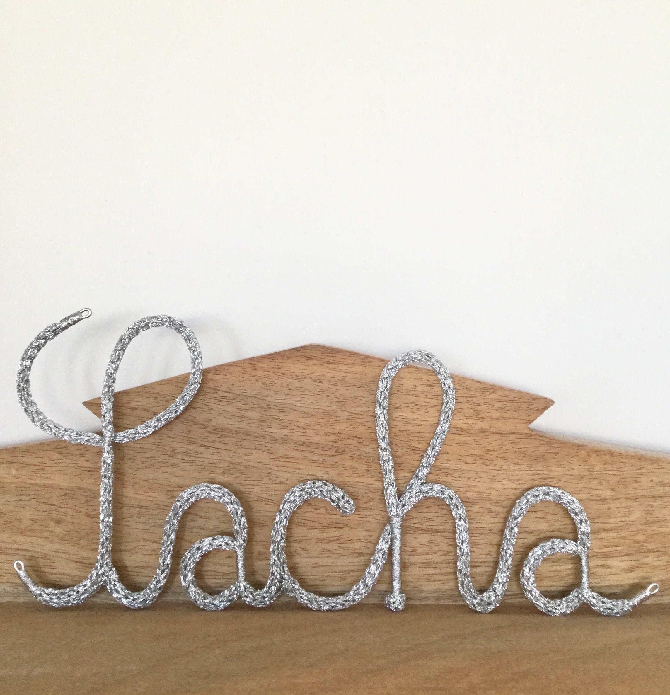 Prénom Argenté ou Doré en Tricotin | avec Accroches