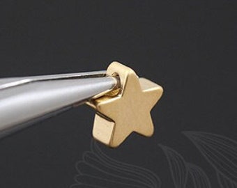 Cuentas de estrella de 6 mm chapadas en oro mate, colgante de estrella pequeño, piezas en blanco para estampado de metal [H651-4PCS/40PCS]