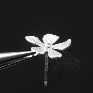 C1357-1pair/10pairs-Matt Gold Plated, Plumeria Flower stud, 92.5 Silver post,Hypoallergenic, Wholesale earring finding, Jewelry making
