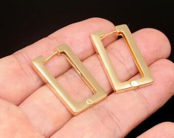 CE1010-10pairs-Gold Plated-27*26mm Bold Heart Lever Back Earrings-3mm Thickness Hoops-Nickel free