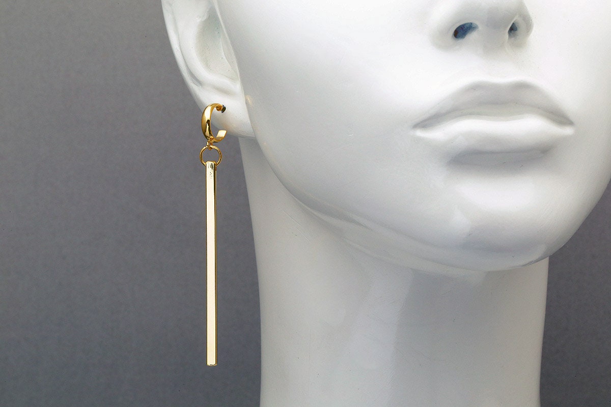 16K Real Gold Plated 12mm Hoop Earrings, Half Circle Earring